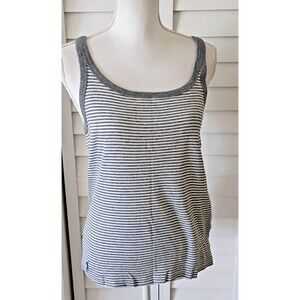 Ralph Lauren Blue Label gray & white striped women's tank top with logo XL